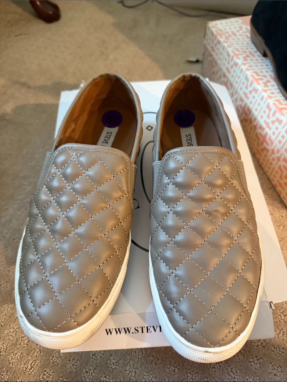 Steve Madden Quilted Slip-On Mules in Taupe